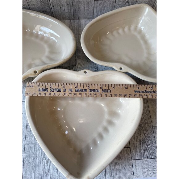 Spongeware Ceramic Heart Shaped Baking Dishes  Set of 3Country Core 90s - Picture 6 of 7